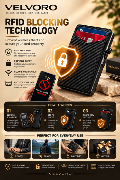 VELVORO AUREX™ — Premium RFID Metal Card Wallet