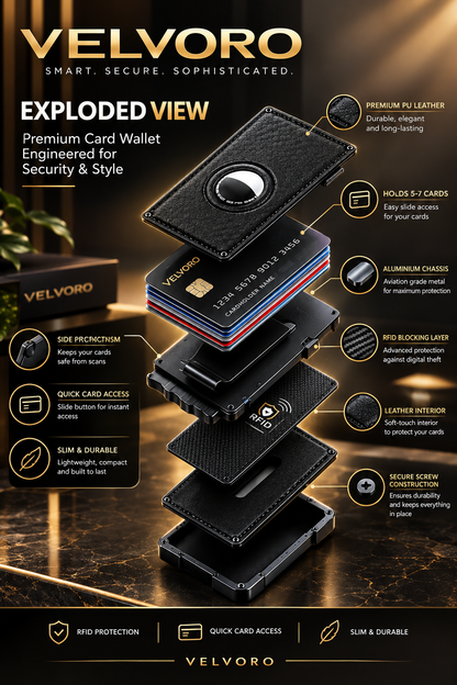 VELVORO AUREX™ — Premium RFID Metal Card Wallet