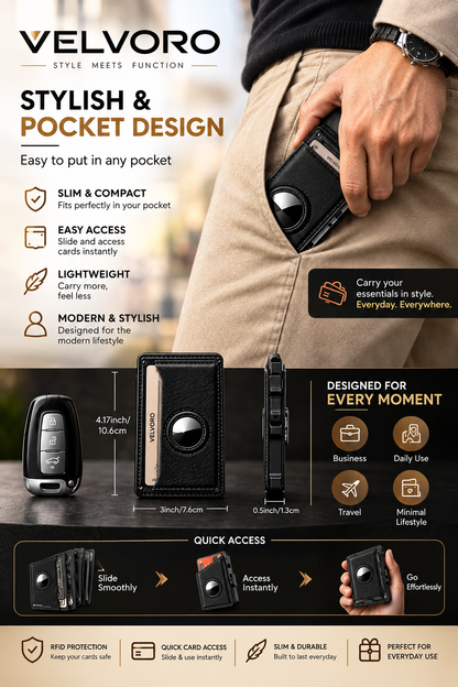 VELVORO AUREX™ — Premium RFID Metal Card Wallet