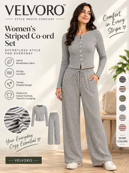 VELVORO - StripeLuxe™ Co-Ord Set