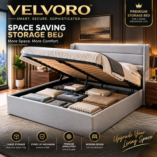 VELVORO LuxeLift™ — Premium Hydraulic Storage Bed