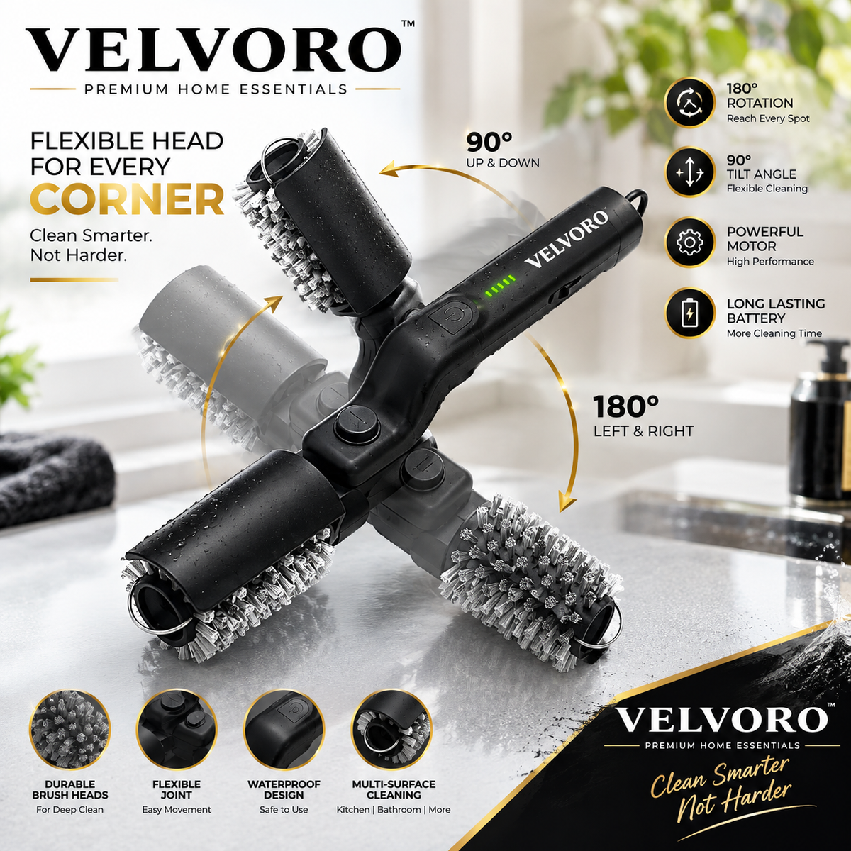 VELVORO SpinX™ — 7-in-1 Electric Spin Scrubber
